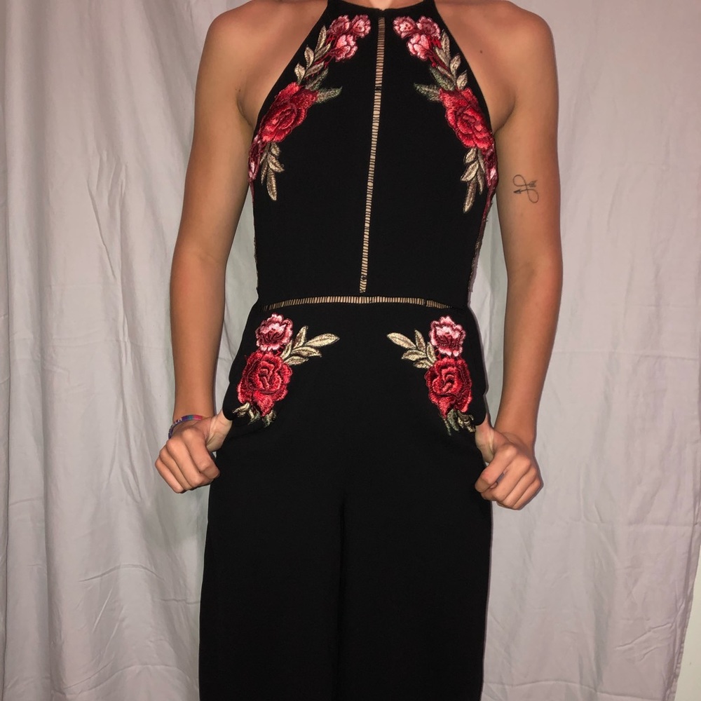 Black floral jumpsuit